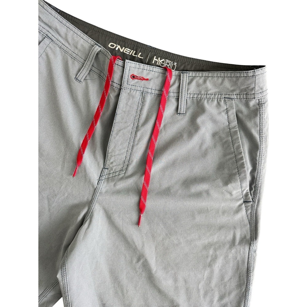 O'Neill Hybrid Shorts Mens 32 Gray Microcheck Stretch Quick Dry Golf Surf Casual